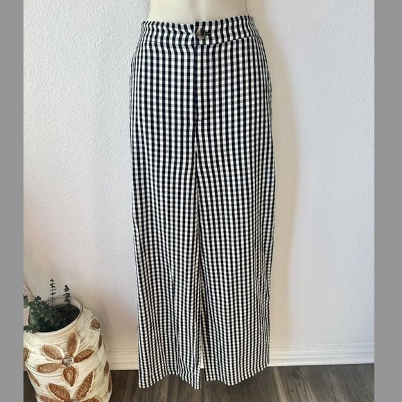 Nordstrom BP Womens Small Black White Gingham Check Straight Leg Pants Cotton - Picture 2 of 10